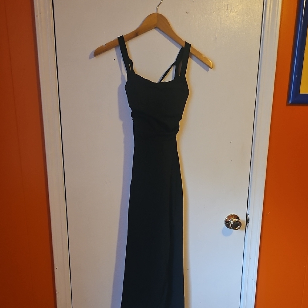 HALARA Black Spaghetti Strap Sheath Maxi Dress